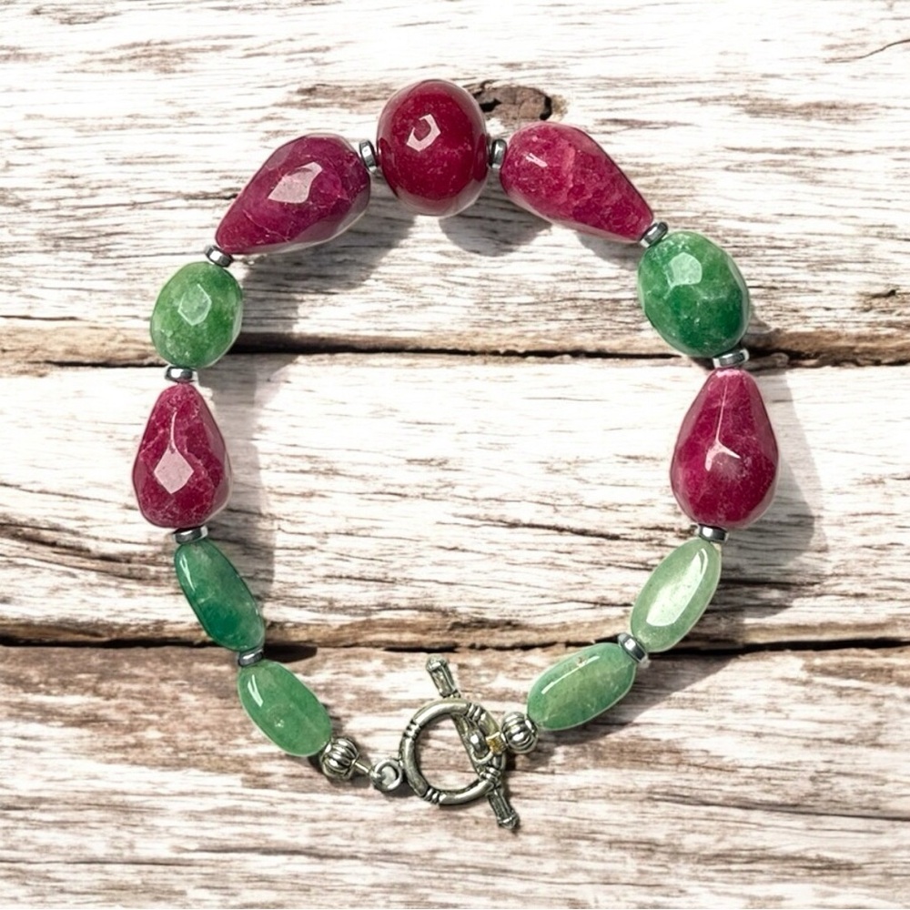 Ruby & Green Aventurine Stone Bracelet
